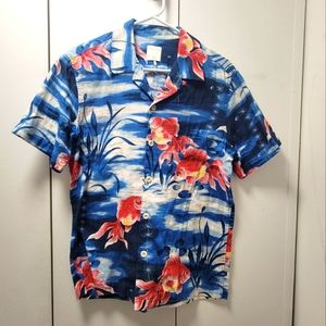 Sandro Goldfish Print Koi Camp Collar Shirt